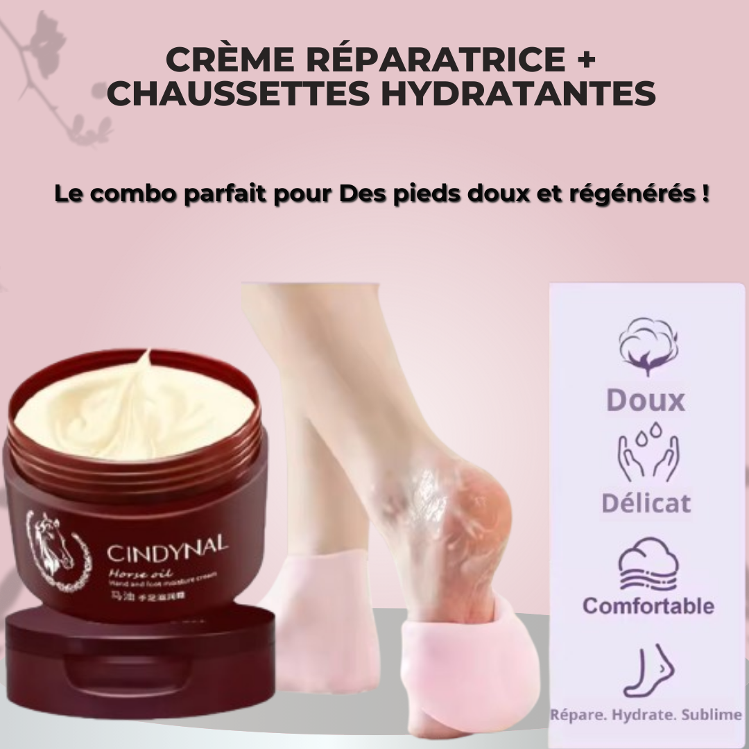 Créme + Chaussettes Hydratantes en Silicone